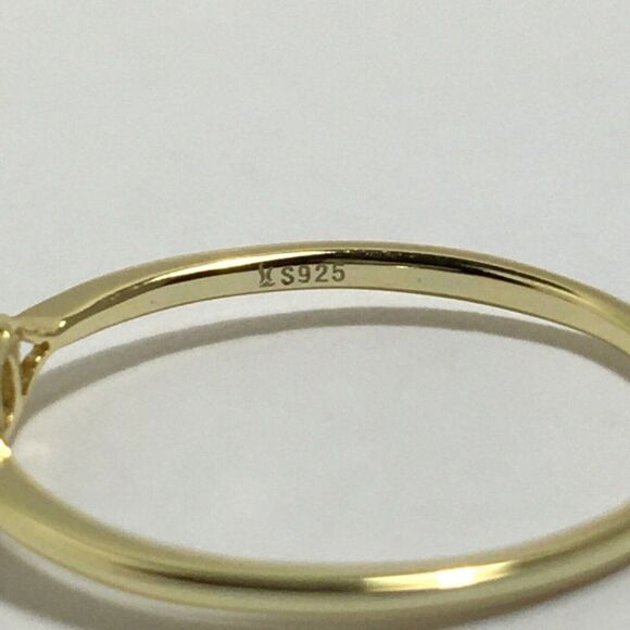 Yellow Gold Plated Sterling Silver Ring Size 7 Pink Lab Created Cubic Zirconia - Picture 15 of 16